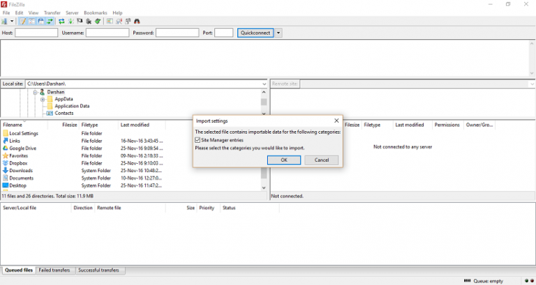 filezilla ftp server default directory